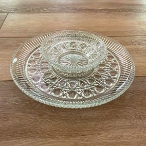 Indiana Glass Windsor Crystal 2-pc Chip ‘N’ Dip Set - new in box!
